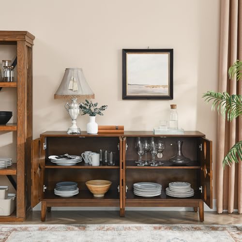 60.5" Mid Century Modern Sideboard with 4 Doors, view 4