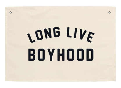 Long Live Boyhood Hanging Flag 20X30 Banners Black Canvas Wall Decor Art Sign Boys Room Boy Bedroom Banner Toddler Playroom Baby Kids Nursery Fabric Flags Tapestry
