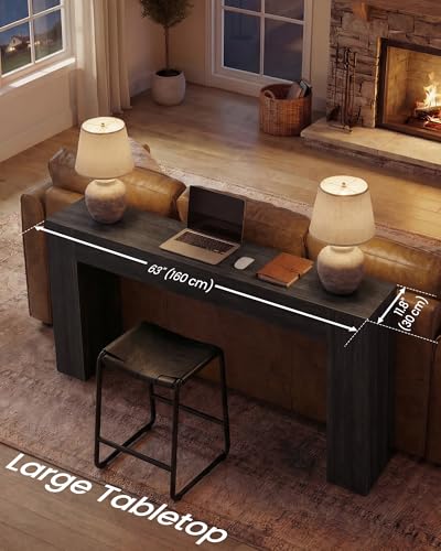 VASAGLE Entryway Table, Thick Tabletop Console Table, Farmhouse | Long Console Table, for Hallway, Behind the Couch, Charcoal Gray, ULNT147BA01S