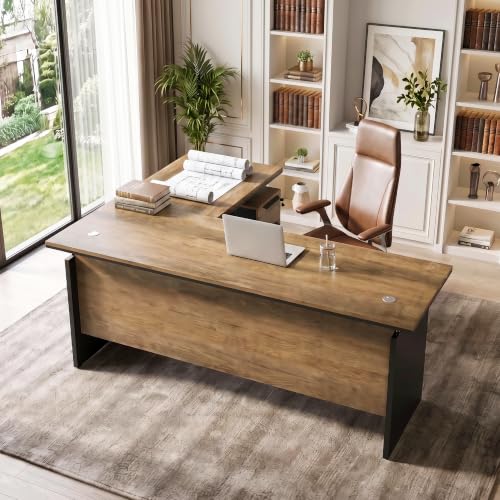 63" Modern L Shaped Executive Desk with Lockable Drawer, view 2