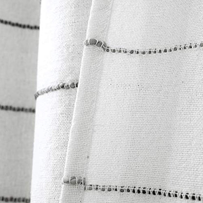Ombre Stripe Yarn Dyed Cotton Window Curtain Panels, Pair, 40" W x 84" L, Gray - Drapes - Light Filtering Curtains for Living Room - Striped Curtains