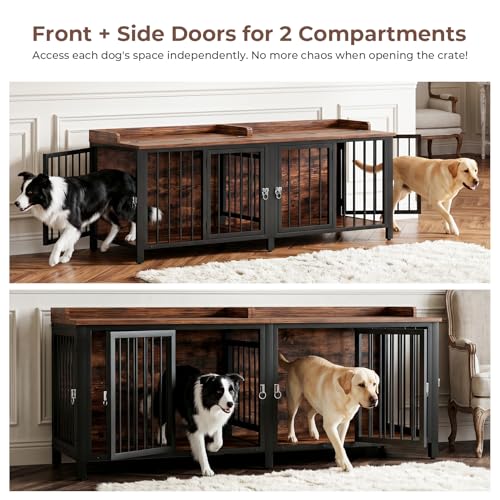 78.7" Dog Crate Furniture for 1 or 2 Dogs with 4 Doors, view 4