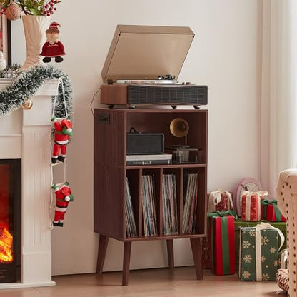 Record Player Stand, Walnut Turntable Stand Holds up to 160 Albums, view 6