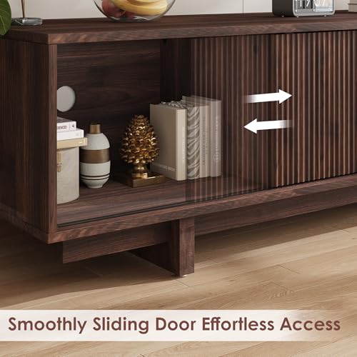 55" Mid Century TV Stand for 65 TVs Fluted, Walnut, view 6
