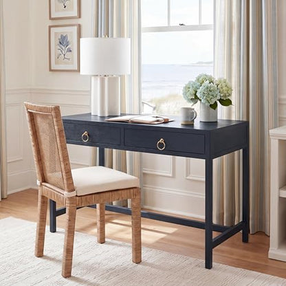 Solid Wood Navy Desk with Glam Gold Hardware, view 3