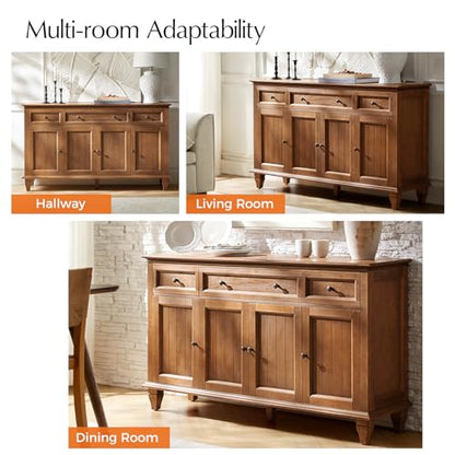 58" Sideboard Buffet Cabinet with Storage & Drawers, Acorn, view 5