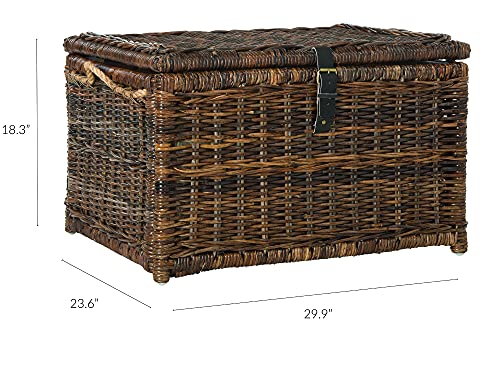 HPM9001B Caden 30" Wicker Storage Trunk, Collapsible for flat storage, Rattan-Sarang Buaya, Coastal for Office, Dorm Room-LivingRoom, Bedroom, Dining Room, Brown