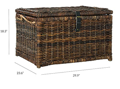 HPM9001B Caden 30" Wicker Storage Trunk, Collapsible for flat storage, Rattan-Sarang Buaya, Coastal for Office, Dorm Room-LivingRoom, Bedroom, Dining Room, Brown