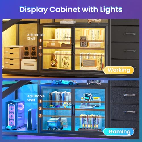 63"x27.6" L Shaped Gaming Desk with 4 Drawers Storage, Grey, view 5