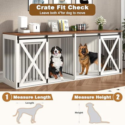 94.5 inch XXXL Double Dog Crate Furniture, White, view 4