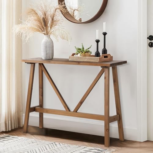 43" Farmhouse Solid Wood Console Table, Rustic Hallway Table | Firwood Sofa Stand for Entryway, Living Room, Easy Assembly, Rustic Decor, Natural