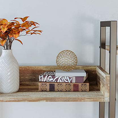 Bookshelf, Bookshelves and Bookcases, Triple Wide 5 Tiers Book Shelf with Baffles, Industrial Bookshelf with Metal Frame for Living Room, Home Office