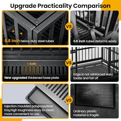 38 Inch Heavy Duty Dog Crate,Upgraded Reinforced Baseplate, view 6