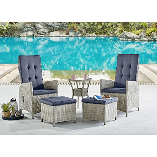 Modern and Weatherproof Haven All-Weather Wicker Outdoor Round Glass-Top Accent Table with Storage - Outdoor Furniture Patio Set & Metal - 20 in. W x 20 in. D x 26 in. H