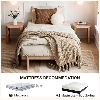 Screwless Twin XL Size Platform Bed with Wooden Slats/No Box Spring Needed/Easy, view 5