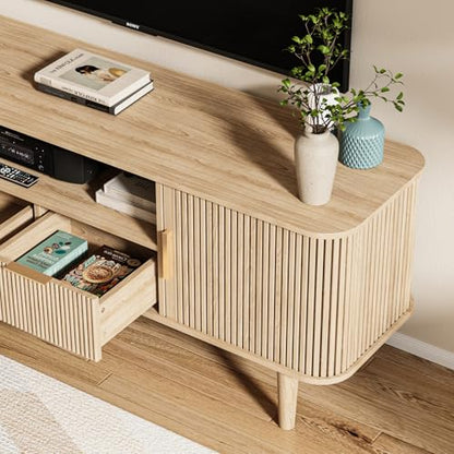 62.4 Inch Fluted TV Stand, Modern Media Console Fits TVs up to 75", view 5