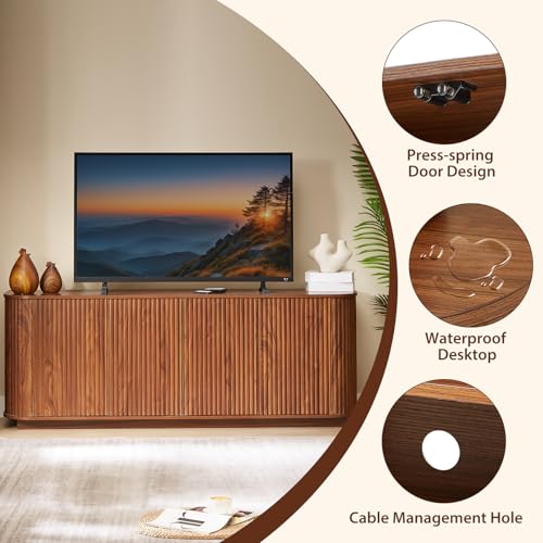64'' Sideboard Buffet Cabinet, Wood Entertainment Center Modern TV Stand, view 4