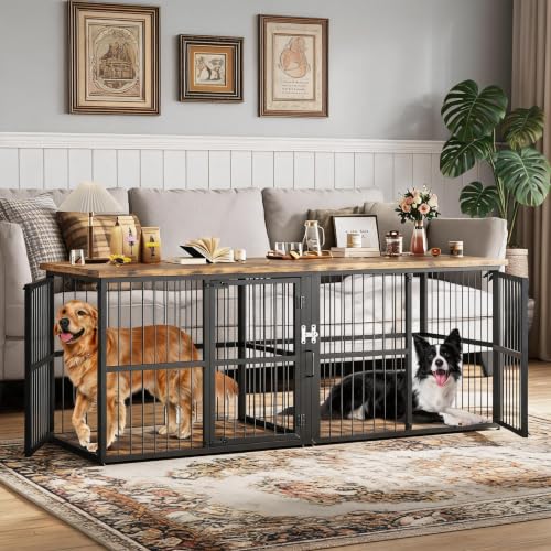 XXL Double Dog Crate Furniture – Heavy Duty Wooden Kennel with Divider – 2, view 2