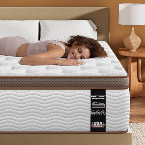 Queen Mattress 14 Inch - Firm Hybrid Mattress with Orthopedic Spinal Support for Back Pain - 2.0mm Advanced Pocket Spring and Motion Isolation Technology, CertiPUR-US Certified