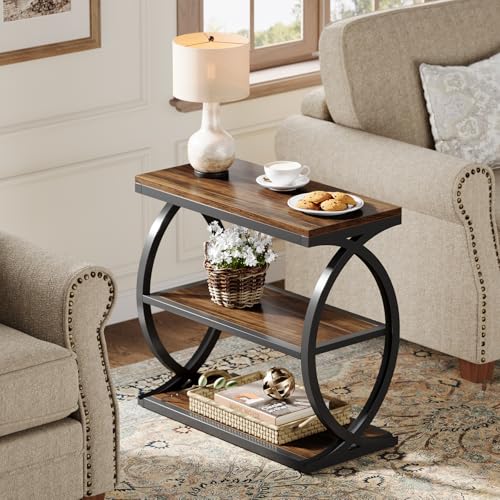 Tribesigns 3-Tier Narrow End Table Set of 2, Bedside Nightstand, Brown