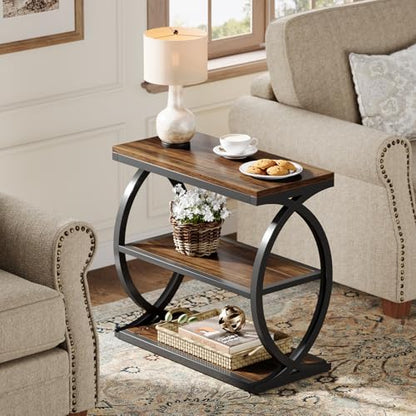 Tribesigns 3-Tier Narrow End Table Set of 2, Bedside Nightstand, Brown
