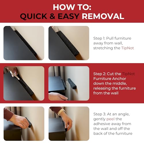 Adhesive Furniture Anchor, No-Drill, Aesthetic & Invisible Once Installed, Anti-Tip Furniture Safety Anchor to Childproof and Babyproof Your Home, Holds Up to 300 Pounds, 2-Pack