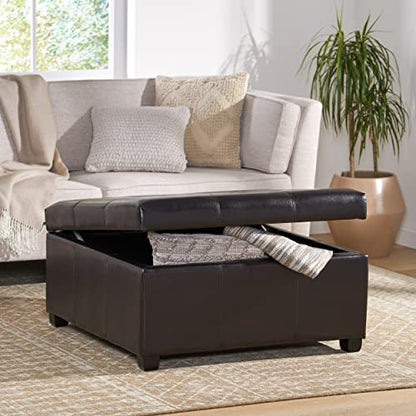 Carlsbad Bonded Leather Storage Ottoman, Espresso