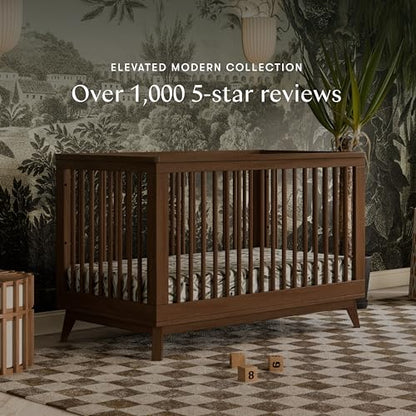 Babyletto Scoot 3-in-1 Convertible Baby Crib, Natural Walnut | GREENGUARD Gold Certified, Converts to Toddler Bed & Daybed - 4 Adjustable Mattress Heights - Conversion Kit Included