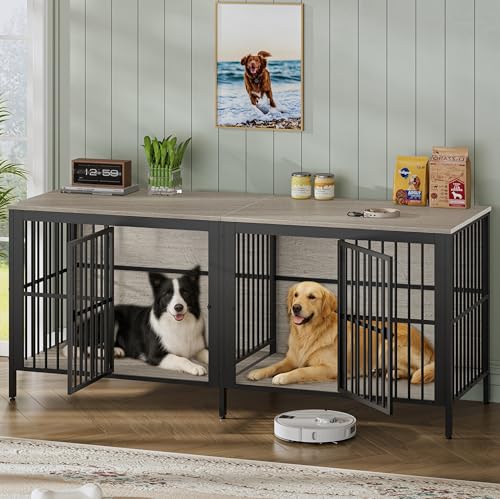 80'' Double Dog Crate Furniture for 2 Dogs, view 2