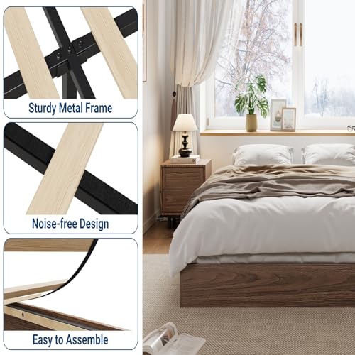 Wood Platform Bed Frame Without Headboard, view 6