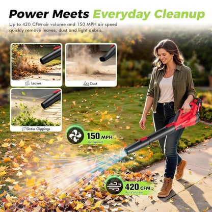 Electric Leaf Blower Cordless with Battery and Charger for Lawn Care Small, view 3