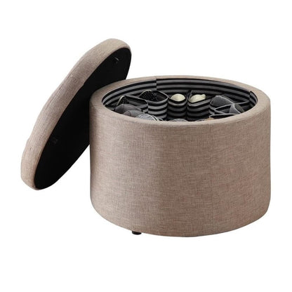 Designs4Comfort Round Shoe Ottoman, Tan Fabric