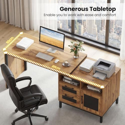 71" Wood Executive Desk w/File Drawers, Home Office Desk, view 8