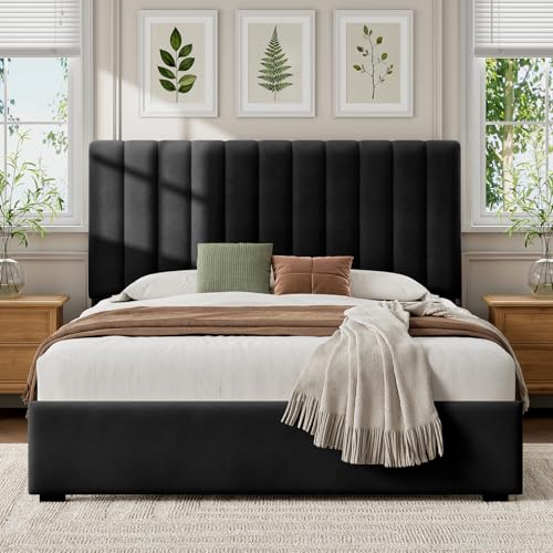 Queen Upholstered Bed Frame with Headboard, view 2