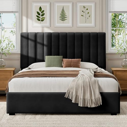 Queen Upholstered Bed Frame with Headboard, view 2
