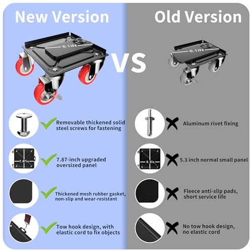 MYUEA Furniture Dolly,Furniture Movers with 5 Wheels,Carbon Steel Panel Heavy Duty Dolly,Maximum Load 3747 LBS,Furniture Lifter with 5 360° Rotatable Rubber Universal Wheels(Black,8.26x7.87 in)