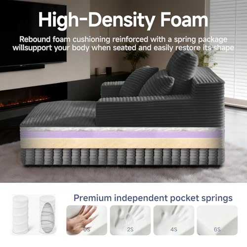 68" Oversized Boneless Chaise Lounge Chair, Cloud Reading Sofa, view 6