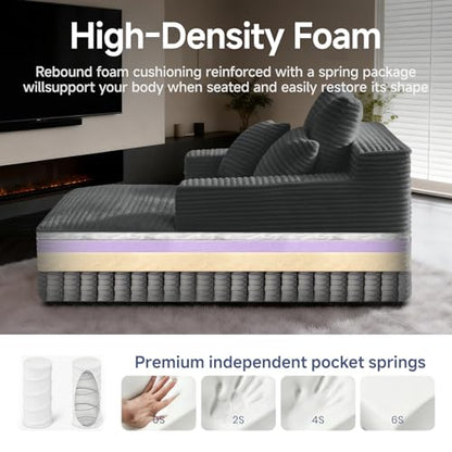 68" Oversized Boneless Chaise Lounge Chair, Cloud Reading Sofa, view 6