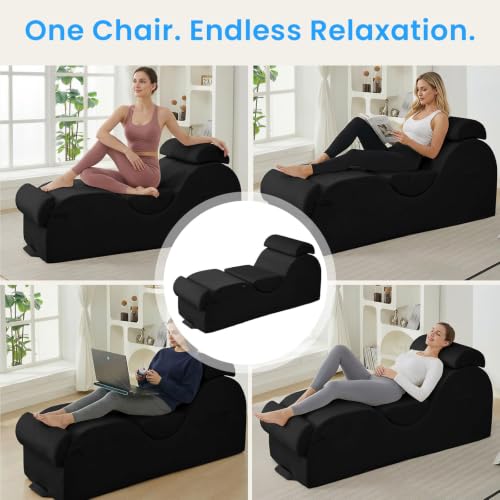 25" Velvet Lounge Chair with Lumbar Support & Side Pockets - Black, view 4