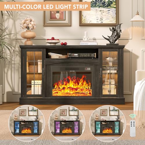 2-in-1 Multifunctional Fireplace TV Stand with 23" Removable Electric Fireplace, view 6