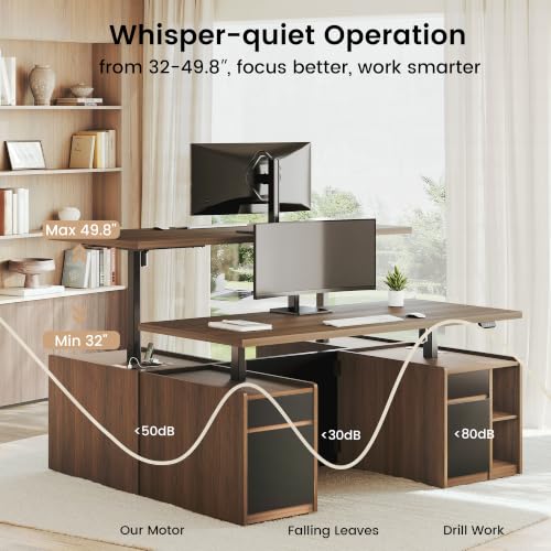 71'' Executive Standing Desk with Hutch, Power Outlet, view 5
