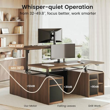 71'' Executive Standing Desk with Hutch, Power Outlet, view 5