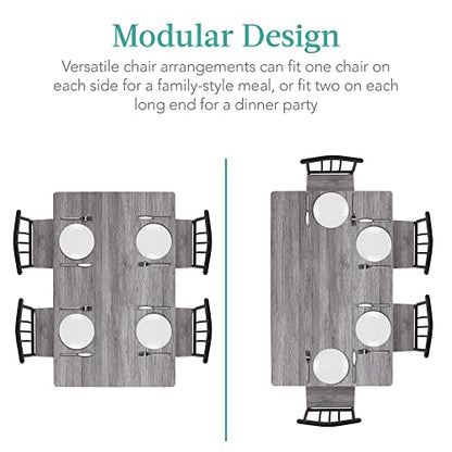 Best Choice Products 5-Piece Metal and Wood Indoor Modern Rectangular Dining Table Furniture Set for Kitchen, Dining Room, Dinette, Breakfast Nook w/ 4 Chairs - Gray