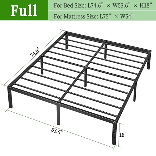 Metal Platform Bed Frame Full Size, 18 Inch Height with Heavy Duty Steel Support, view 3