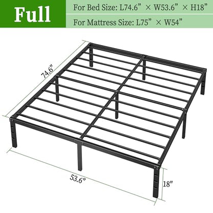Metal Platform Bed Frame Full Size, 18 Inch Height with Heavy Duty Steel Support, view 3