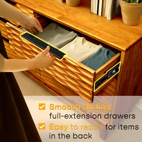 Acacia Elara 54" Solid Wood Dresser with 6 Drawers, Caramel, view 5