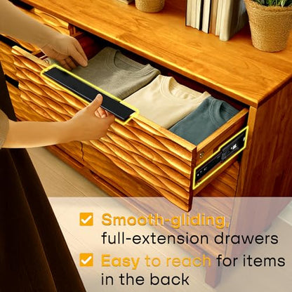 Acacia Elara 54" Solid Wood Dresser with 6 Drawers, Caramel, view 5