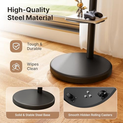 Height Adjustable Rolling TV Stand for 37-86 Inch Screens up to 110 Pounds, Portrait to Landscape, Heavy Duty Mobile TV Cart with Shelf Max VESA 600x400mm, Black