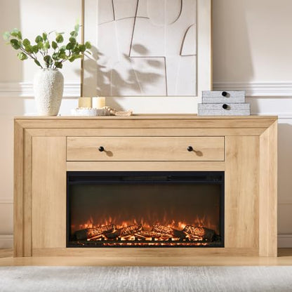 60" Electric Fireplace with Mantel,TV Stand with 36" Electric Fireplace, view 2