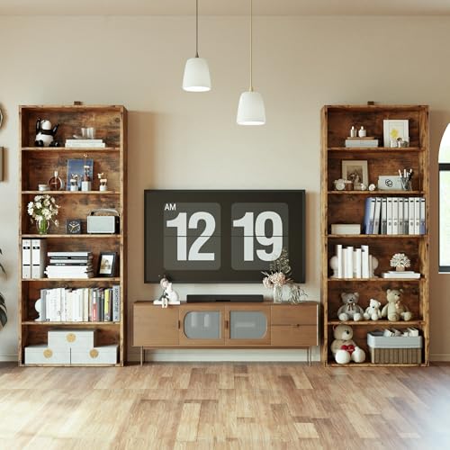 Bookshelf and Bookcases 70" Tall, 6 Tiers Display Storage Shelves, view 3